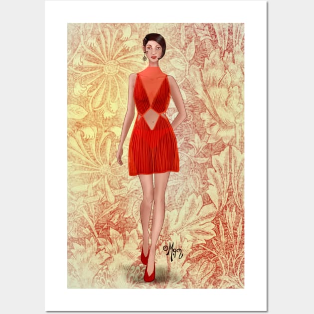 Lady in Red Wall Art by Mgcn